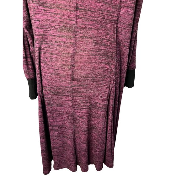 Avenue Dress Women 22/24 Black Purple Long Sleeve Round Neck Stretch Sheath Midi - Picture 9 of 16